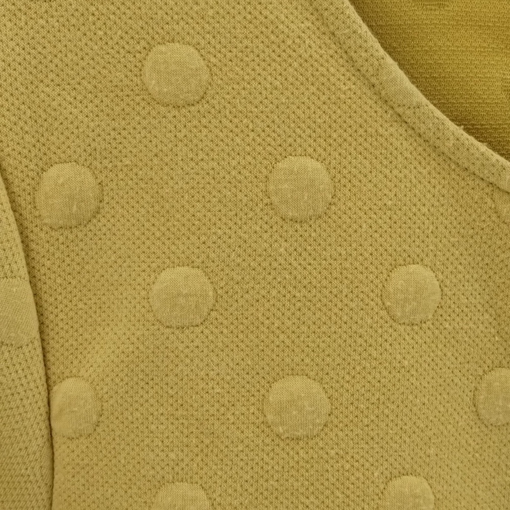 Anthropologie W5 large yellow blouse  embossed dot zip back elbow sleeve top - Picture 3 of 7